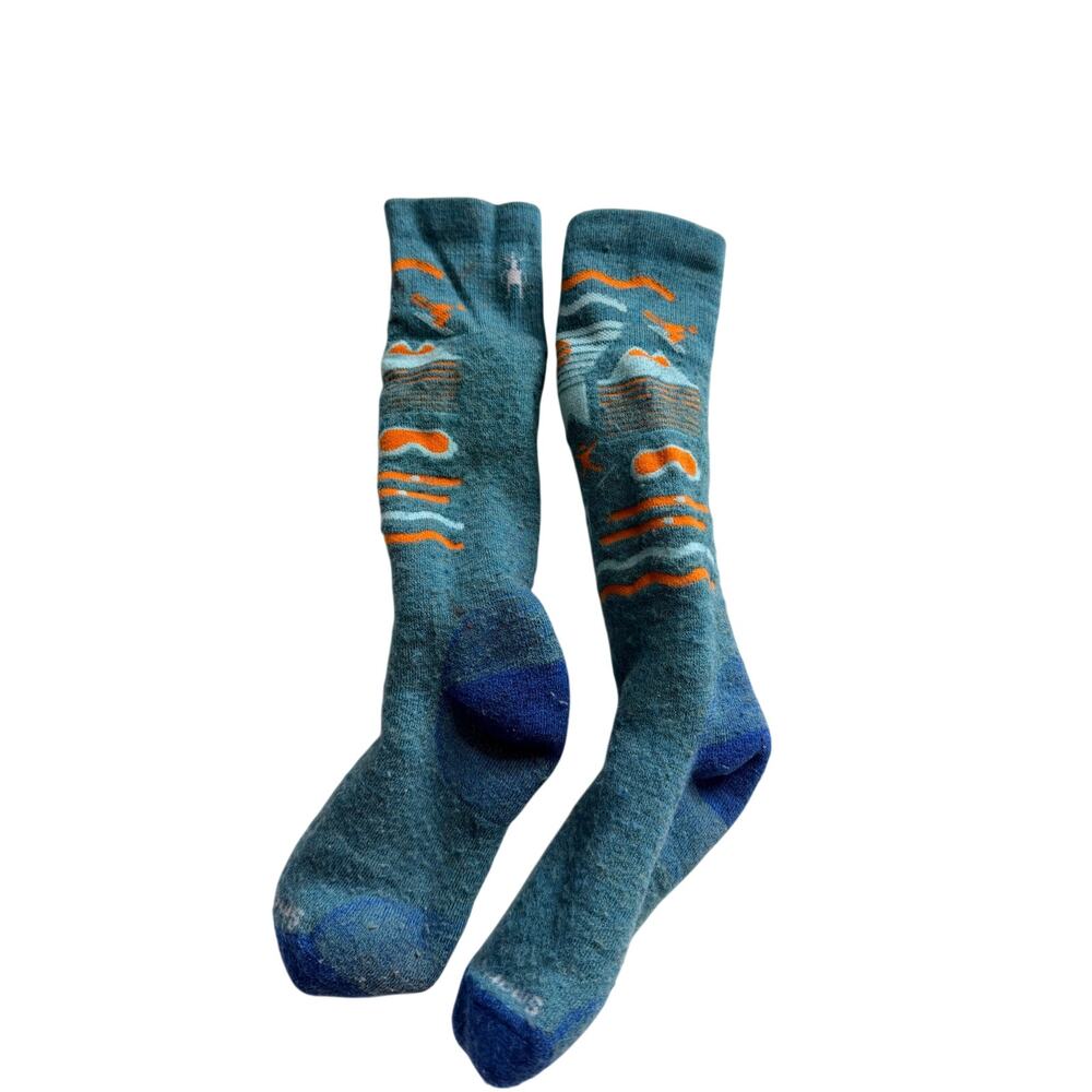 Smartwool Kids' Teal Ski Socks - Mountain Goggle Print
